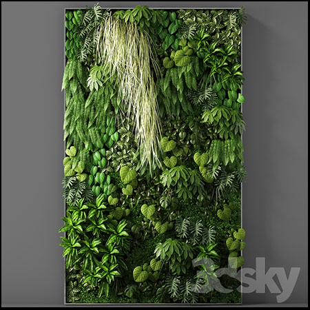 悬挂的绿色植物墙3D模型素材天下精选