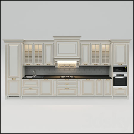 木质厨房橱柜套装3D模型