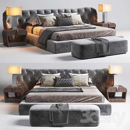 Casamilano床和床头柜及台灯3D模型16设计网精选