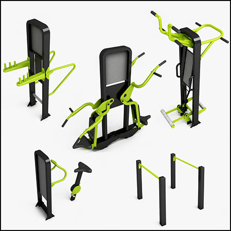 5款室外运动健身器材3D模型16图库网精选