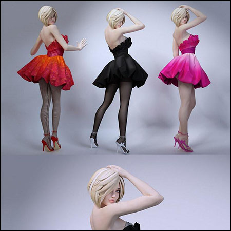 穿裙子和丝袜的女孩3D模型16设计网精选