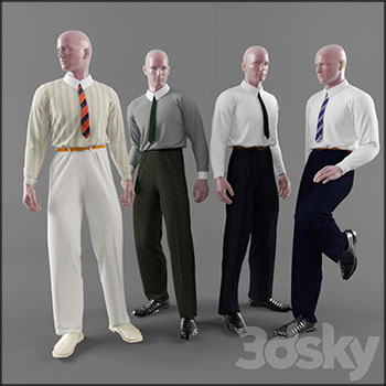 男装店模特服装展示3D模型16设计网精选