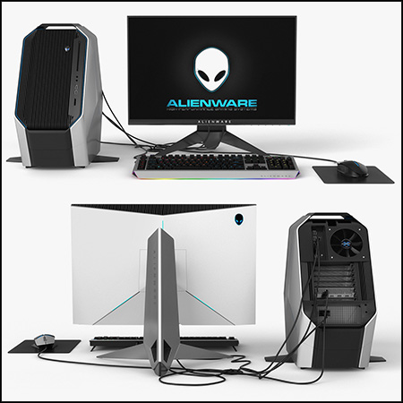 戴尔台式电脑Alienware套装3D模型素材天下精选