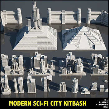 KITBASH现代科幻建筑高楼大厦3D模型16设计网精选