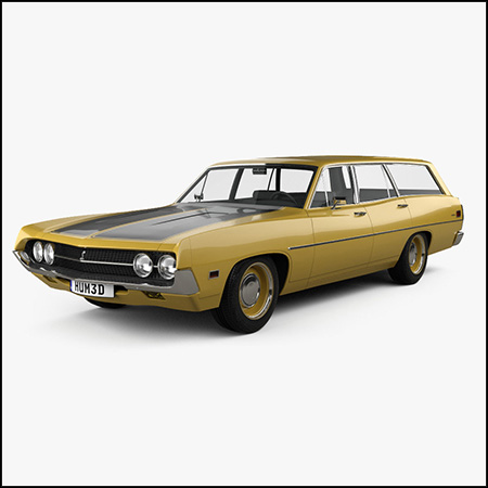 福特汽车Ford Torino 500 Station Wagon 1971 3D模型16设计网精选