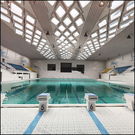 现代游泳训练馆室内场景3D模型素材