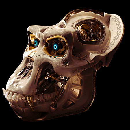 大猩猩机械头骨3D模型