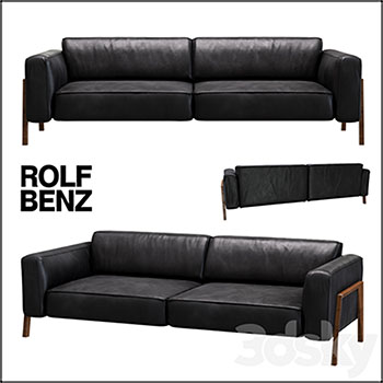 黑色皮质双人沙发3D模型16设计网精选