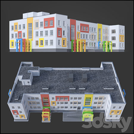 现代化幼儿园建筑3D模型16设计网精