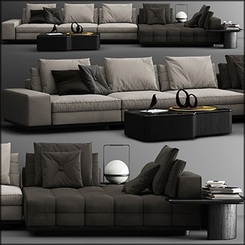 Minotti沙发组合和茶几3D模型16图