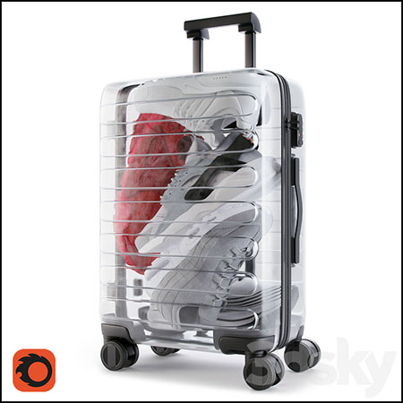 小米90分至尊透明行李箱3D模型16图