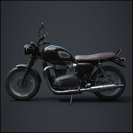 锈迹斑斑的旧摩托车3D模型16设计网