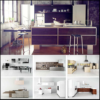 40套整体厨房橱柜厨房用品用具套装3D模型16设计网精选