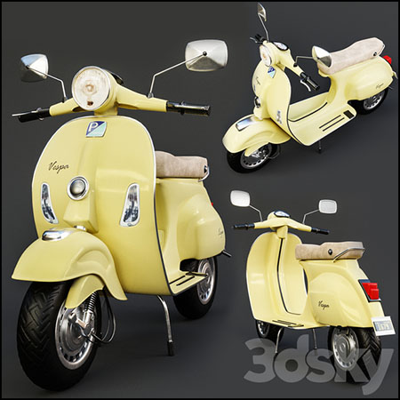 Vespa胡蜂轻骑摩托车3D模型16设计