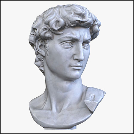 米开朗基罗人物头部雕像3D模型素材