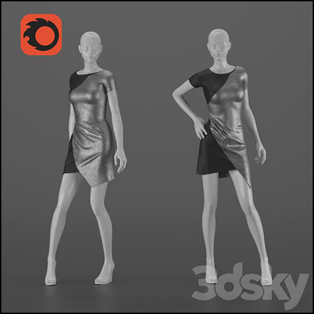 服装店展示布料的塑料模特3D模型16