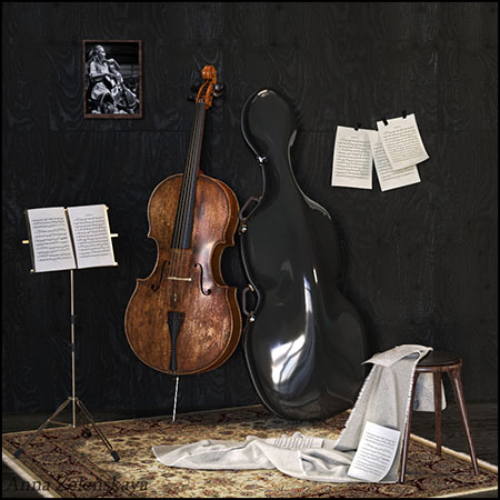 大提琴3D模型16设计网精选