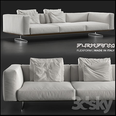 FlexForm三人沙发3D模型素材天下精选