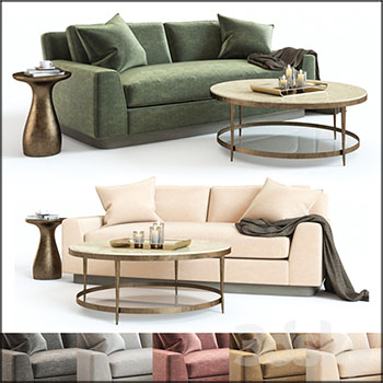 6种颜色的双人欧式沙发和圆形茶几3D模型16设计网精选