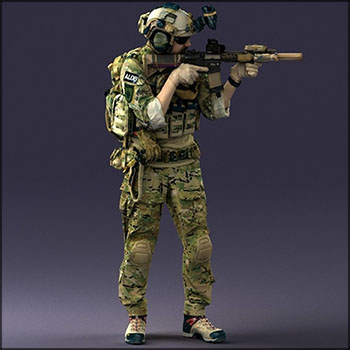 美国大兵士兵人物3D模型