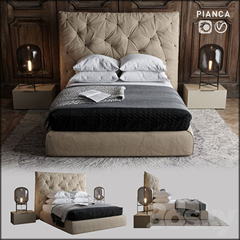 欧式双人床和床头台灯3D模型16设计网精选