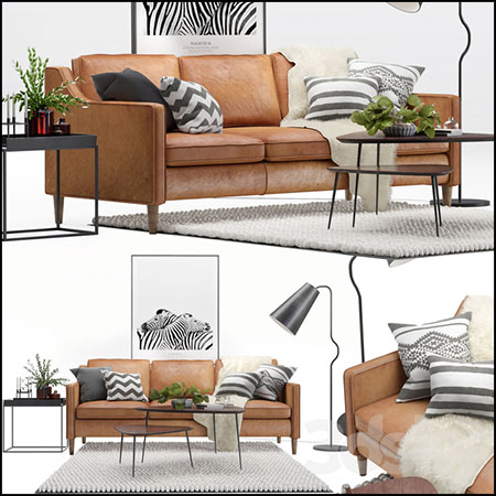 斯堪的纳维亚生活套装2.西榆木汉密尔顿沙发3D模型16设计网精选