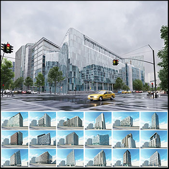 办公大楼高楼大厦楼房建筑3D/C4D模型素材天下精选