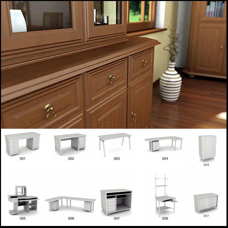 115个客厅家具椅子 橱柜 桌子 壁橱 衣柜C4D模型16设计网精选