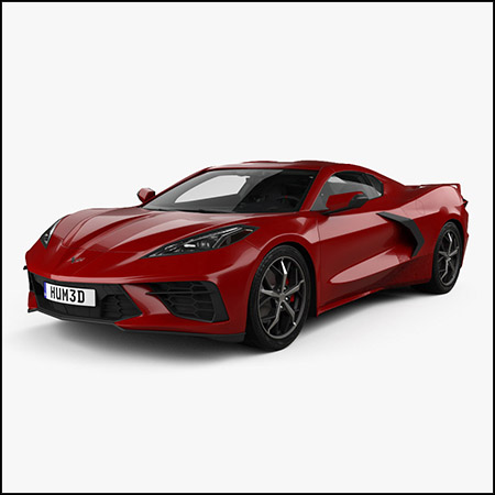 雪佛兰Chevrolet Corvette Stingray 带内饰 和发动机 2020 3D/C4D模型16素材网精选