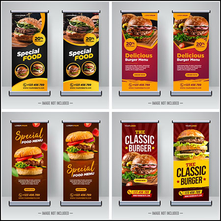 4套餐厅食品餐饮行业自媒体横幅16设计网精选矢量素材