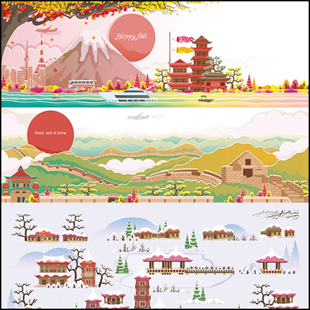 9款日本四季风景插图16图库网精选矢量素材