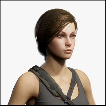 低多边形陆军女孩游戏人物3D/C4D模型16设计网精选