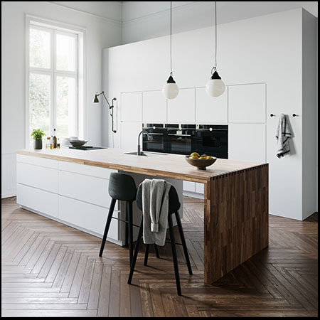 白色厨房室内场景3D/C4D模型16设计网精选