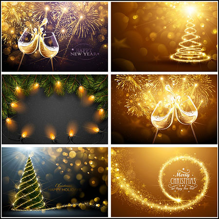 8款圣诞节金色烟花背景16设计网精选矢量素材