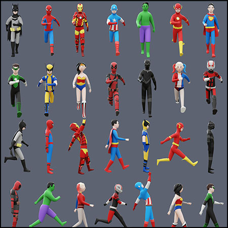 14个DC和漫威超级英雄动漫角色C4D
