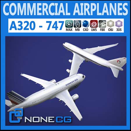 波音747和空客A320飞机C4D/3D模型