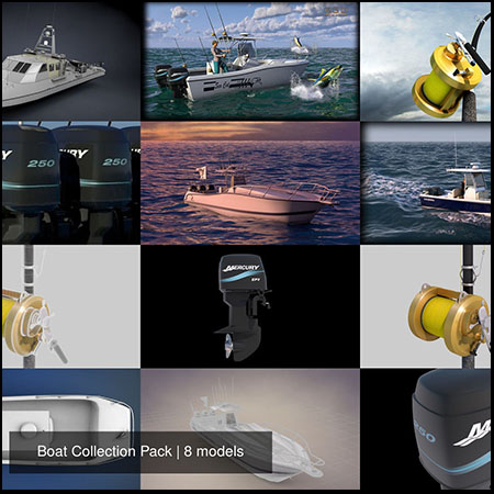 海钓工具和游艇3D/C4D模型16设计网精选