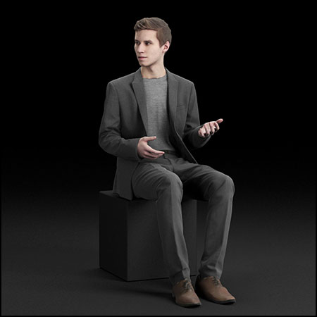 坐着姿势的商务男人3D/C4D模型16设