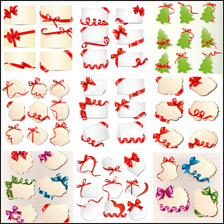11套圣诞节情人装饰蝴蝶结丝带标签
