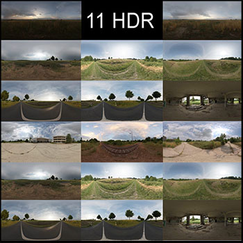 黎明天空草地和道路轨道HDR高清贴图16设计网精选