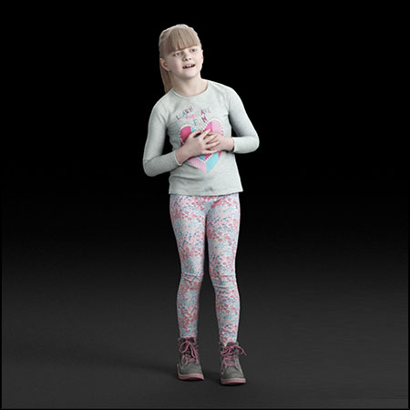 张望姿势的女孩人物3D/C4D模型16设