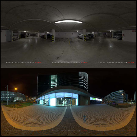 25款深夜的街道停车场HDRI高清全景环境贴图