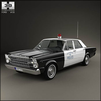 福特汽车Galaxie 500警车1966 3D/C4D模型16设计网精选