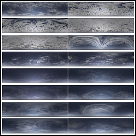 92个天空云层高动态EXR贴图素材C4D场景