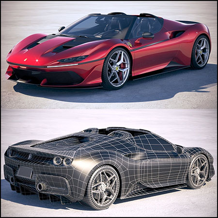 法拉利Ferrari J50 2017跑车3D/C4D模型16素材网精选