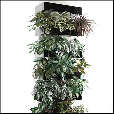柱子和绿色植物3D/C4D模型16设计网