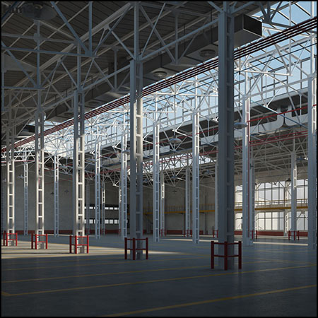 钢结构仓库室3D/C4D模型16设计网精选